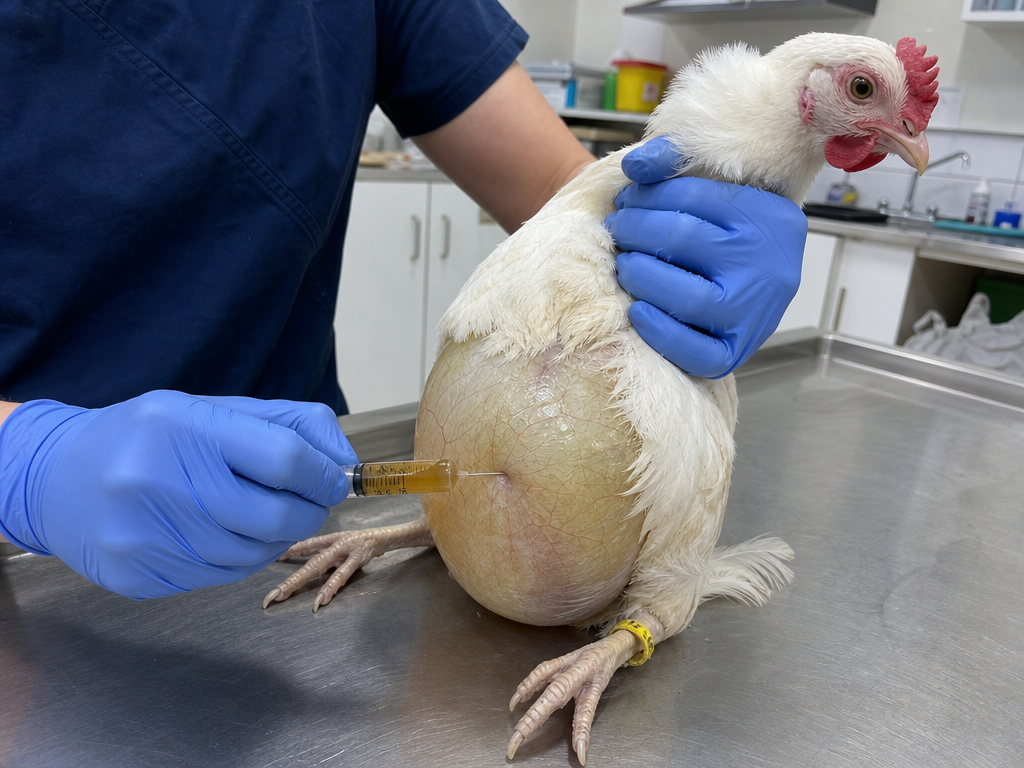 Treating Ascites (Water Belly) in Chickens in chicken: step-by-step treatment procedure