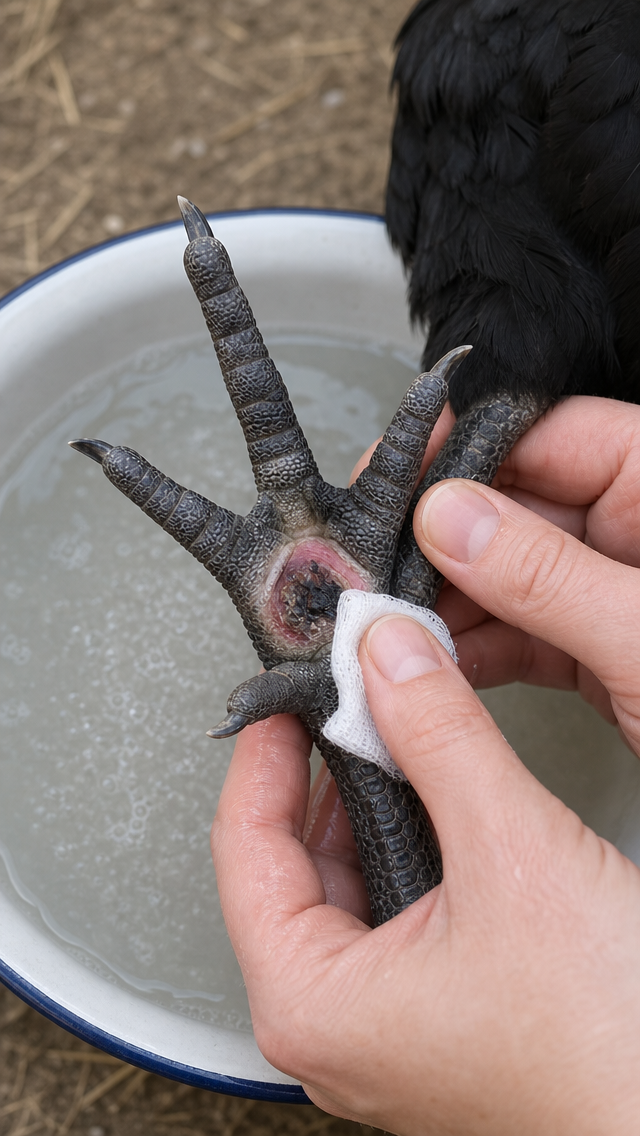 Treating Bumblefoot (Plantar Pododermatitis) in chicken: step-by-step treatment procedure