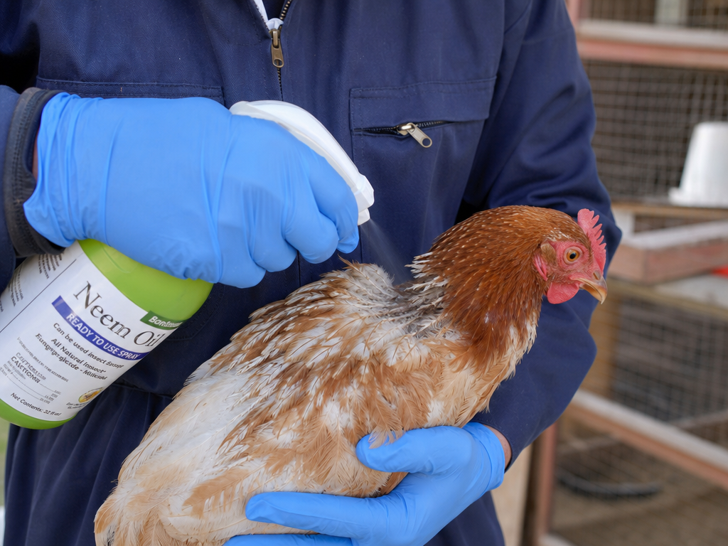 Treating Depluming Mites in chicken: step-by-step treatment procedure