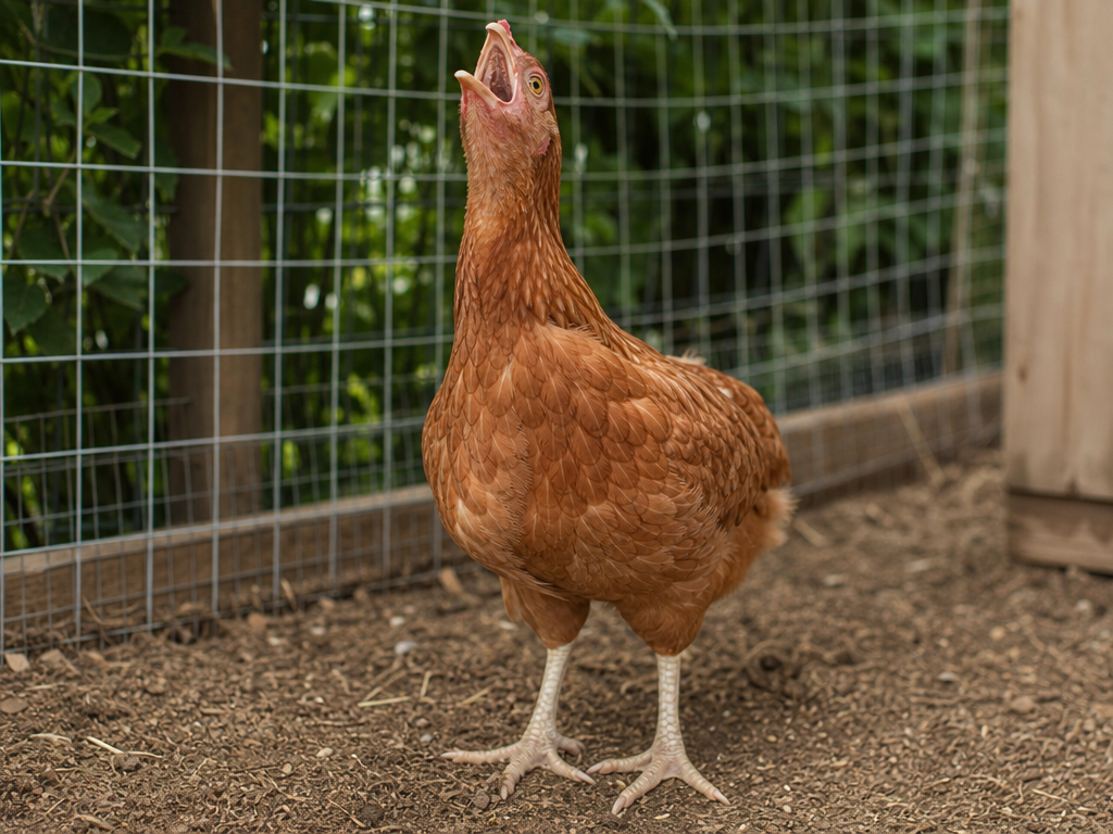 Gapeworms in chicken showing open-mouth breathing ('gaping') - rhythmic stretching of the neck and beak and head shaking or neck-stretching as if trying to dislodge something