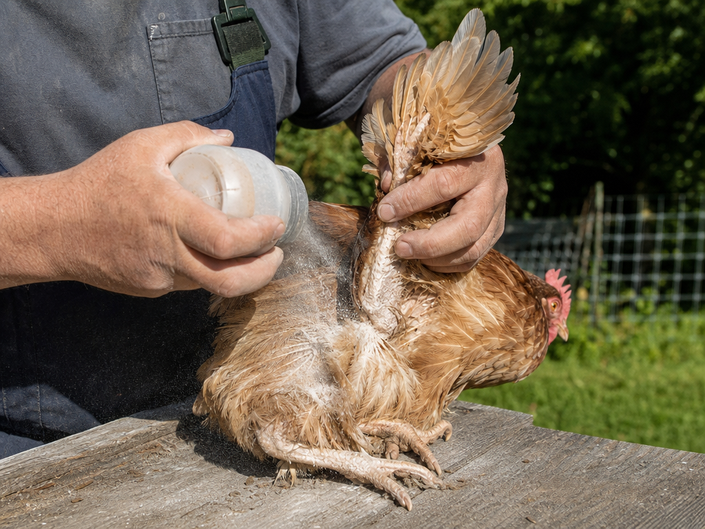 Treating Northern Fowl Mites in chicken: step-by-step treatment procedure