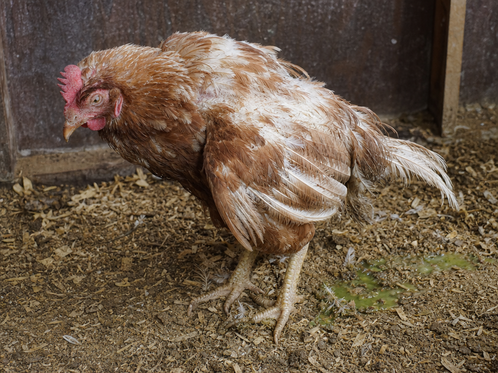 Avian Spirochetosis in chicken showing sudden onset of fever, lethargy, and green to yellow diarrhea and progressive weakness leading to paralysis of legs and wings