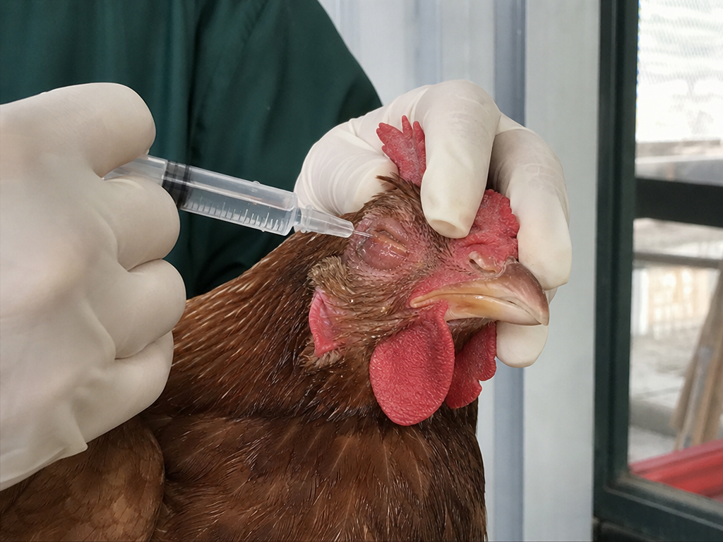Treating Swollen Eye in Chickens in chicken: step-by-step treatment procedure